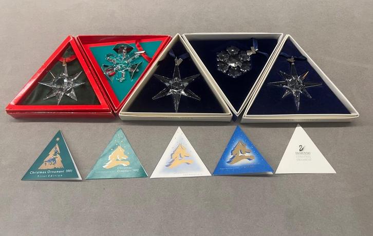 Swarovski Kerstster set van 5 stuks, 1991,92,93,94 & 95, Verzamelen, Swarovski, Nieuw, Figuurtje, Ophalen of Verzenden