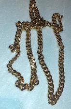 Halsketting brede gouden schakels lang model vintage, Handtassen en Accessoires, Kettingen, Verzenden, Nieuw, Goud, Overige materialen