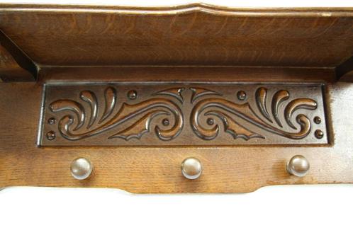 Gesculpteerde eikenhuten wandkapstok, Huis en Inrichting, Woonaccessoires | Kapstokken, Zo goed als nieuw, Wandkapstok, Minder dan 100 cm
