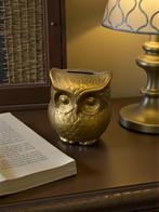 hibou/tirelire doré vintage en laiton, Enlèvement ou Envoi