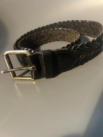 Ceinture en cuir tressé noir - 75 cm beschikbaar voor biedingen