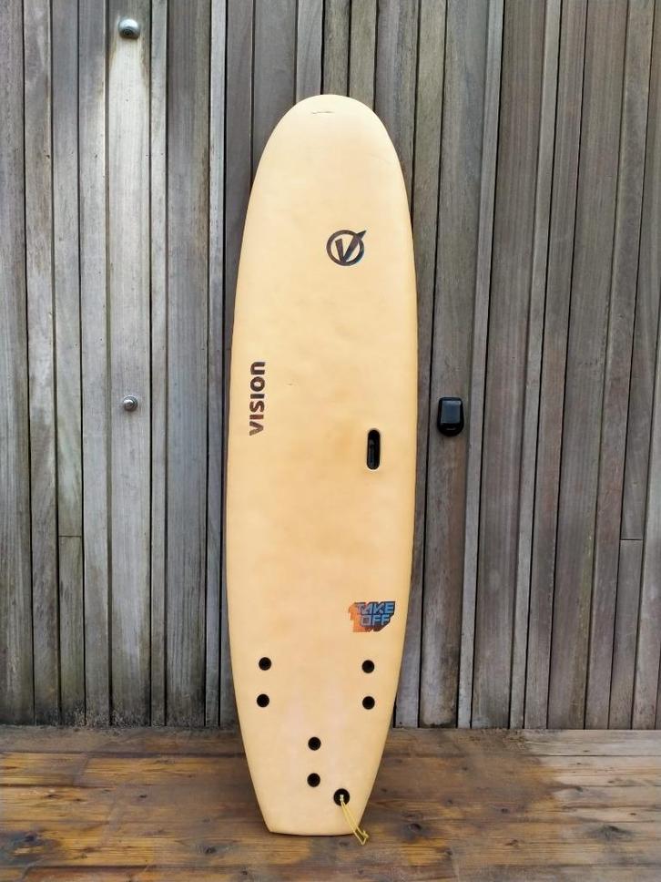 7'6" softtop surfboard, Watersport en Boten, Golfsurfen, Gebruikt, Funboard, Met vinnen, Ophalen