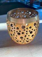 Kaarsenhouder geel - goud, Huis en Inrichting, Woonaccessoires | Kandelaars en Kaarsen, Ophalen, Zo goed als nieuw, Goud