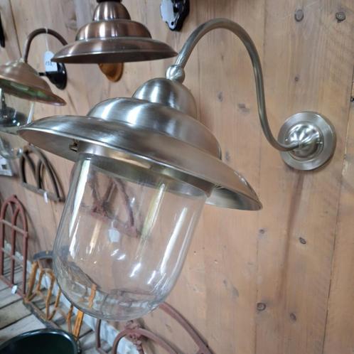 Klassieke nikkel stallamp buitenlamp NIEUW, Huis en Inrichting, Lampen | Wandlampen, Nieuw, Glas, Metaal, Ophalen of Verzenden