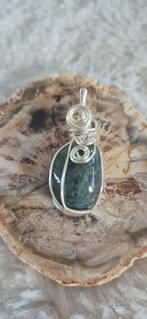 mosagaat edelsteen hanger zilver sieraden juwelen, Handtassen en Accessoires, Kettingen, Ophalen of Verzenden, Nieuw, Zilver, Zilver