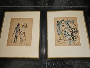 2 x aquarelles Kees van Dongen (rarement offertes) signées 