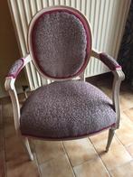 Louis XV zetel volledig geherstoffeerd grijs /fuschia bies, Ophalen, Zo goed als nieuw