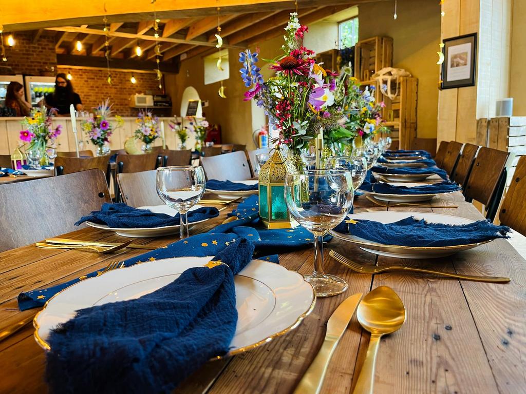 Blauwe linnen servetten, Ophalen, Zo goed als nieuw