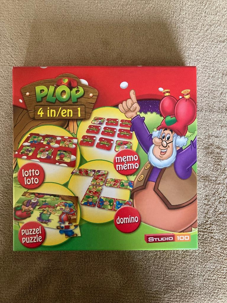 Plop 4 in 1 : puzzel, domino, memo en lotto (zo goed als ni, Ophalen of Verzenden, Zo goed als nieuw, Ontdekken