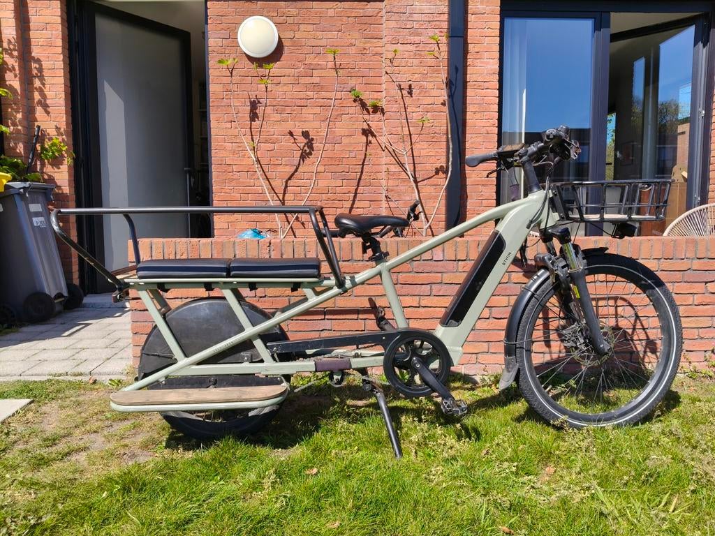 Vélo cargo vert Longtail Btwin Decathlon R500, Vélos & Vélomoteurs, Vélos électriques, Enlèvement, Utilisé, 50 km par batterie ou plus