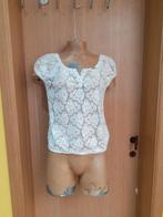 Superdry crèmekleurige en grijze kanten blouse maat S/36, Superdry, Ophalen of Verzenden, Maat 36 (S), Grijs