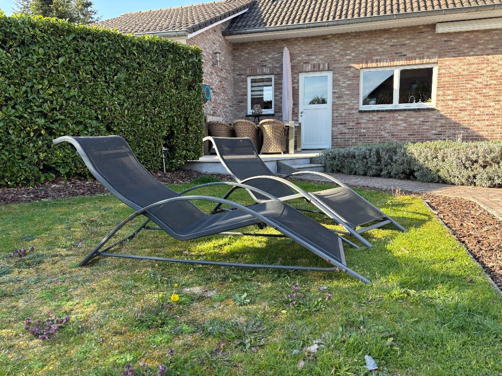 Ensemble de 2 chaises longues de luxe, Jardin & Terrasse, Chaises longues, Enlèvement, Comme neuf, Métal, Mobile