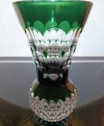 Val Saint Lambert omzoomd met groene diamantgeslepen, gesign, Antiek en Kunst, Antiek | Vazen, Ophalen of Verzenden