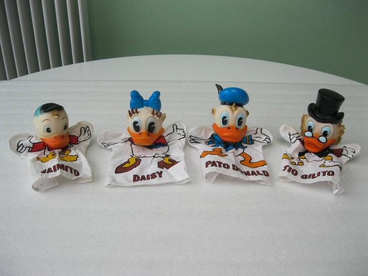 Famosa: Lot van 4 Disney handpoppen Donald Duck, Verzamelen, Disney, Gebruikt, Donald Duck, Ophalen of Verzenden