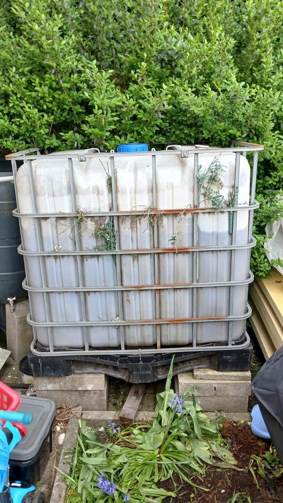 Ibc container rond 1000 liter, Tuin en Terras, Regentonnen, Ophalen