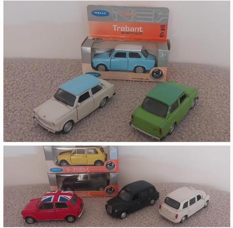 3 Trabant + 3 Mini Cooper + 2 London taxi = 8 schaalmodellen, Hobby en Vrije tijd, Ophalen, Nieuw, Auto
