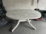 Tuintafel met stoelen en zetels, Tuin en Terras, Ophalen, Gebruikt, Ovaal, Kunststof