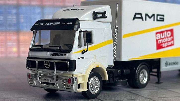 Herpa MB SK motorsort AMG Kärcher 1:87, Hobby en Vrije tijd, Modelauto's | 1:87, Zo goed als nieuw, Bus of Vrachtwagen, Herpa