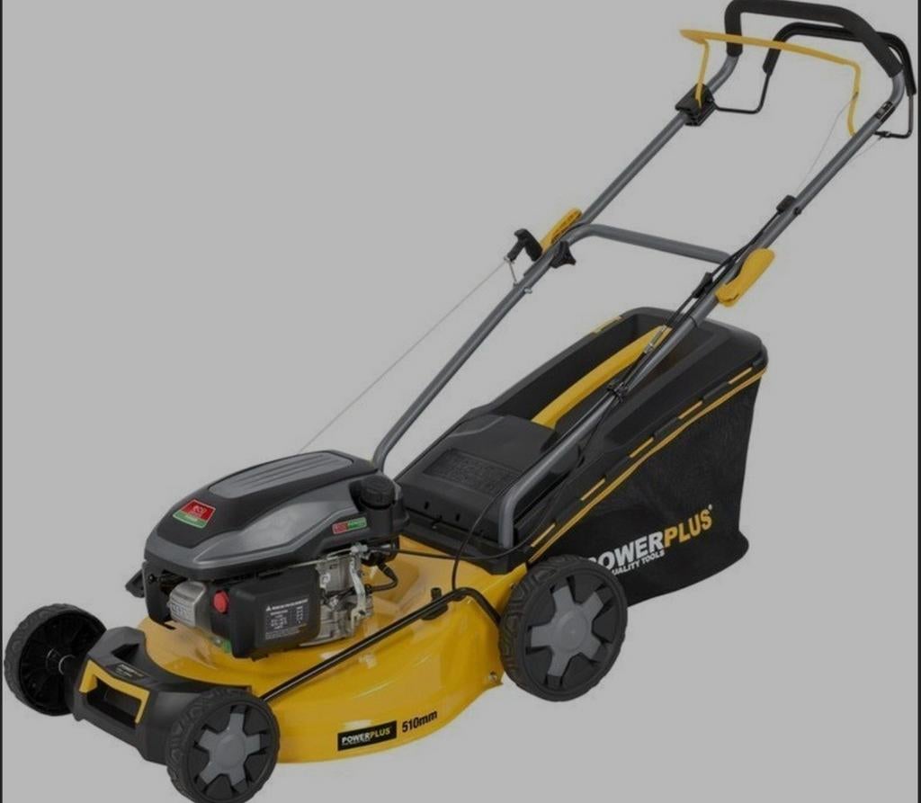 Powerplus powxg60245x 177cc zo goed als nieuw, Powerplus, Tondeuse sur coussin d'air, Sac de ramassage, Tondeuses à gazon à essence