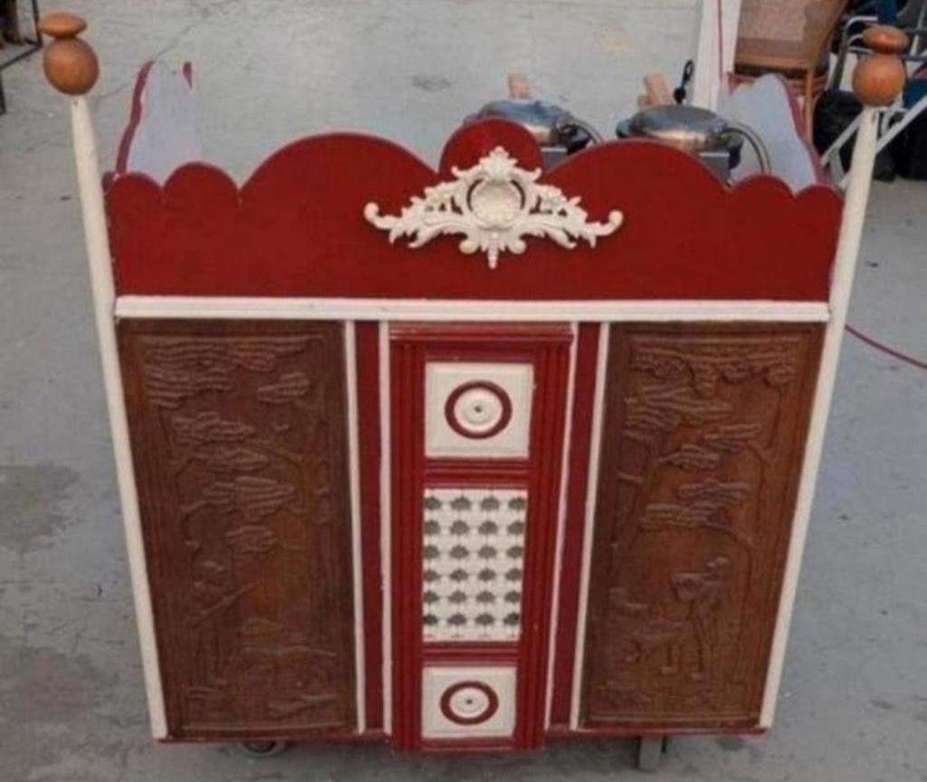 Authentieke Wafelkraam met 2 bubbel wafel ijzer te koop, Ophalen