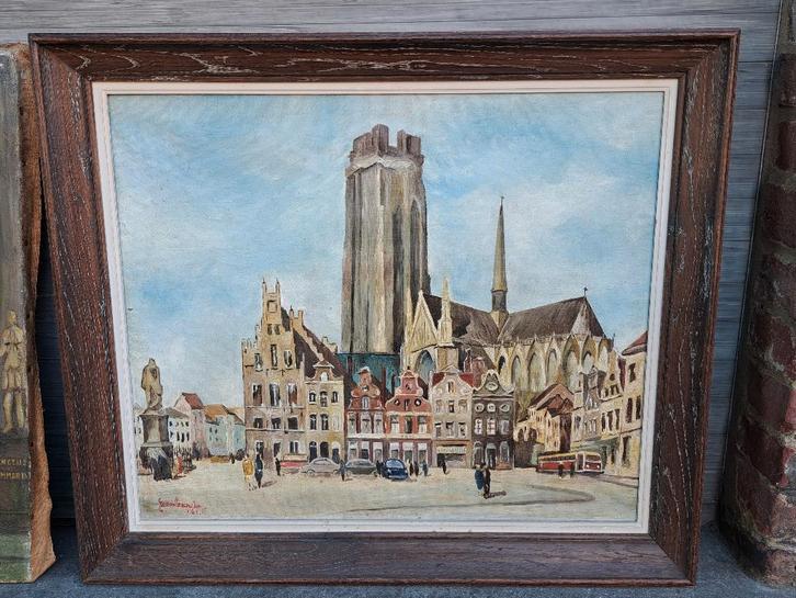 Huile sur toile signe jean lecomte, Antiek en Kunst, Kunst | Schilderijen | Klassiek, Ophalen of Verzenden