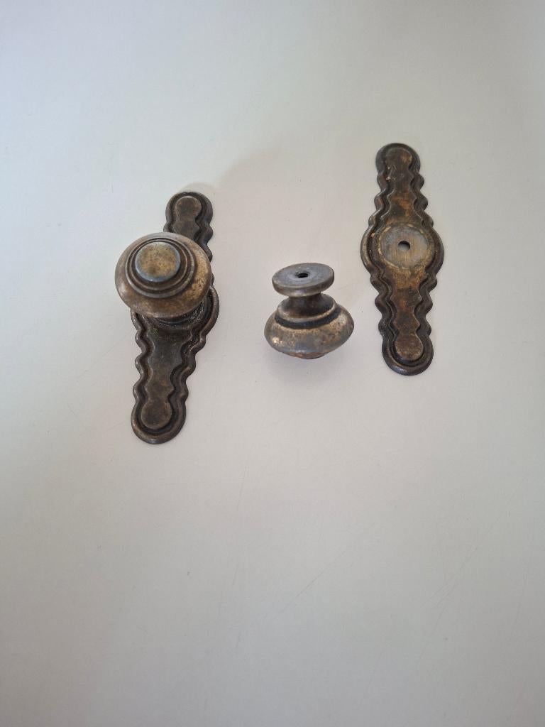 Kast deurknoppen antiek, Ophalen, Gebruikt, Koper of Messing, Klink of Kruk