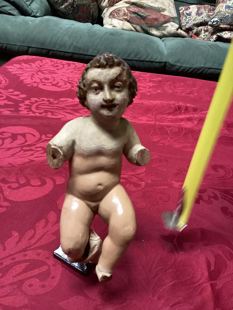 Christ enfant en bois, statue religieuse Jésus, Enlèvement ou Envoi