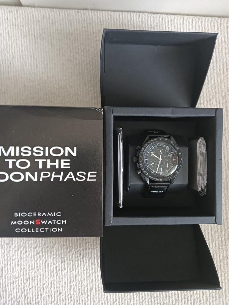 Omega Swatch moonphase horloge superlicht met doos, Handtassen en Accessoires, Horloges | Heren, Omega, Ophalen of Verzenden