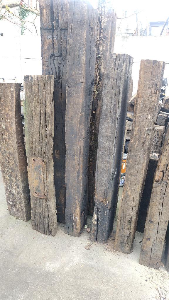 Houten Bielzen, verschillende lengtes, Bricolage & Construction, Bois & Planches, Utilisé, Poutre, Chêne, Moins de 200 cm, 50 mm ou plus