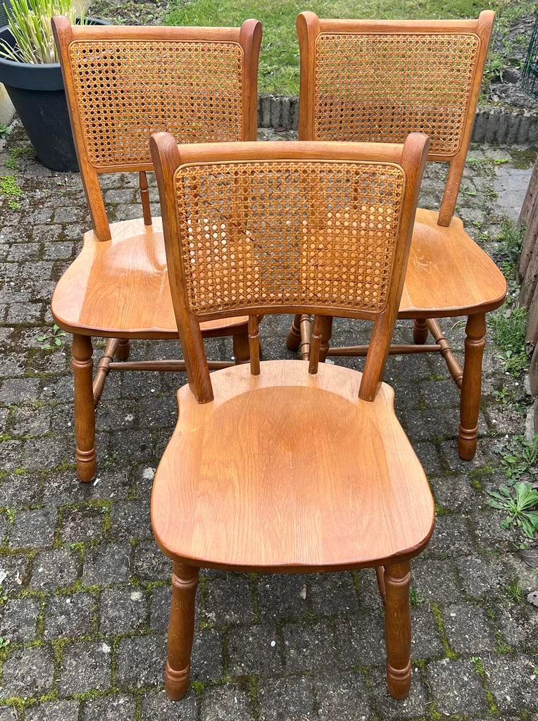 Te koop keuken stoelen met rieten rug leuning, Ophalen