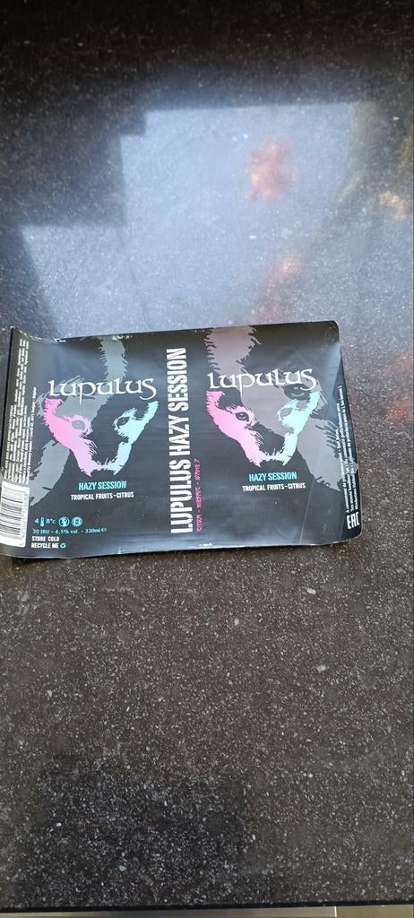 Bieretiket lupulus hazy session br Lipulus Bovigny, Collections, Marques de bière, Enlèvement ou Envoi