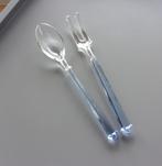 Paire de couverts à salade en cristal bleu vintage env. 1950, Antiquités & Art, Antiquités | Couverts, Enlèvement ou Envoi