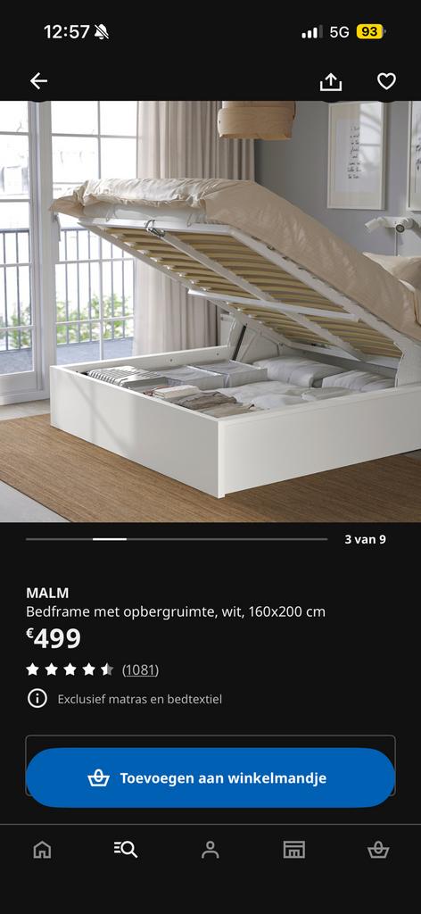 Bed - geen complete bed - deel 1 MALM met opbergruimte, Huis en Inrichting, Slaapkamer | Bedden, Ophalen, Zo goed als nieuw