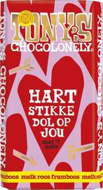 Tony's Chocolonely Lief chocoladereep - Melk Roos Framboos, Verzenden