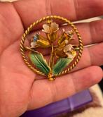 Antieke unieke vergulde bloem broche, Ophalen of Verzenden, Broche