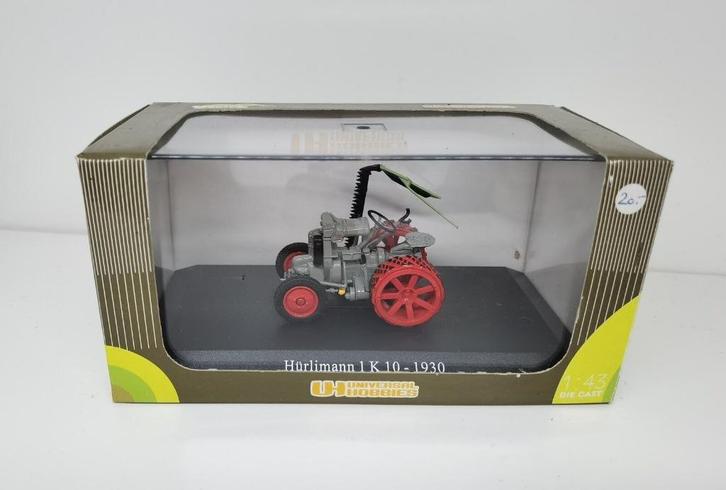 1:43 UH Universal Hobbies 6031 Hürlimann 1K10 1930 met maaib, Hobby en Vrije tijd, Modelauto's | 1:43, Zo goed als nieuw, Tractor of Landbouw
