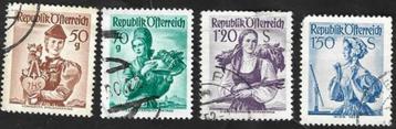4 Postzegels Oostenrijk 1958 Klederdrachten beschikbaar voor biedingen