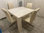 tafel + 4 stoelen    leder  afm na te kijken 80x80, Ophalen, Nieuw