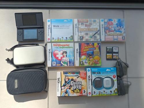 Set nintendo, spelletjes en toebehoren, Games en Spelcomputers, Spelcomputers | Nintendo DS, Gebruikt, DS Lite, Zwart, Met games