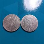 België 2 frank zilver Leopold II 1868 FR en 1887 VL - rare, Zilver, Ophalen of Verzenden, Losse munt, Zilver