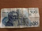 Bankbiljet geld briefje 500 Belgische franken, Postzegels en Munten, Los biljet, Ophalen of Verzenden
