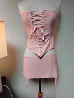 Exclusief pastelroze latex corset met jarretelrok – handmade, Kleding | Dames, Ophalen of Verzenden