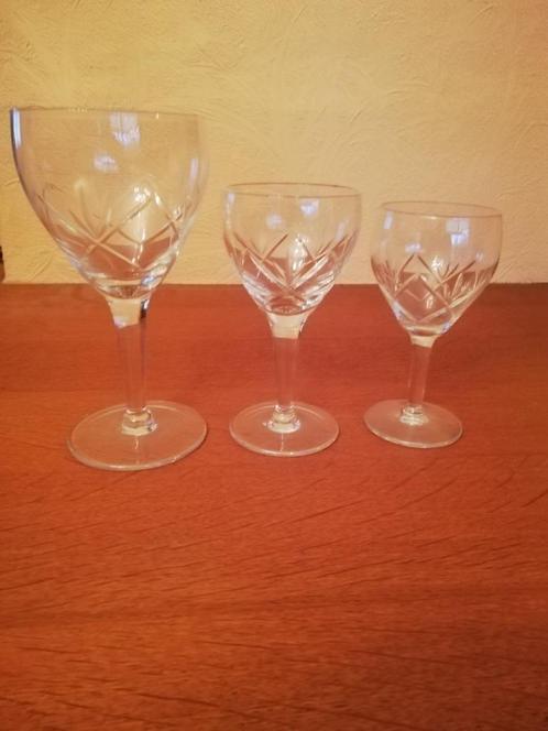 Geslepen kristallen glazen met punten van vierkanten, Antiek en Kunst, Antiek | Glaswerk en Kristal, Ophalen of Verzenden