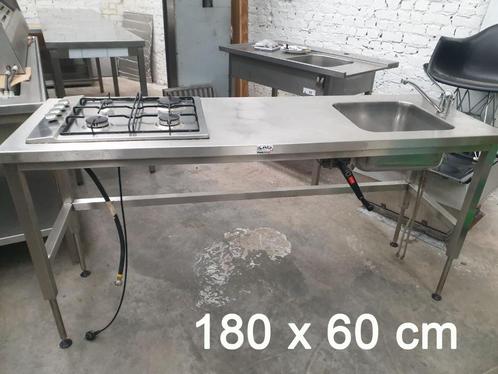 Inox meubilair tafels wasbak 250, 180, 130 cm, Articles professionnels, Horeca | Équipement de cuisine, Mobilier en inox, Utilisé