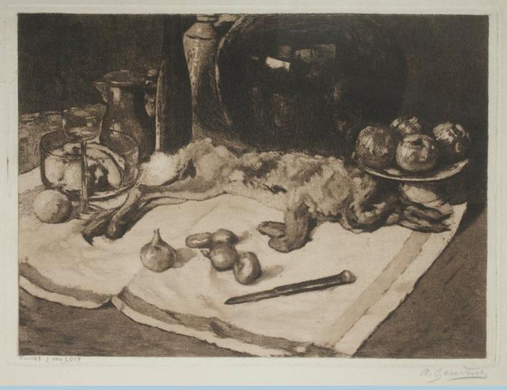 Albert Geudens (1869 - 1949): Stilleven (34 x 26 cm), Antiquités & Art, Art | Eaux-fortes & Gravures, Enlèvement ou Envoi
