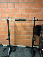 Squatrack + Barbell (20kg in gewichten), Sport en Fitness, Ophalen, Zo goed als nieuw