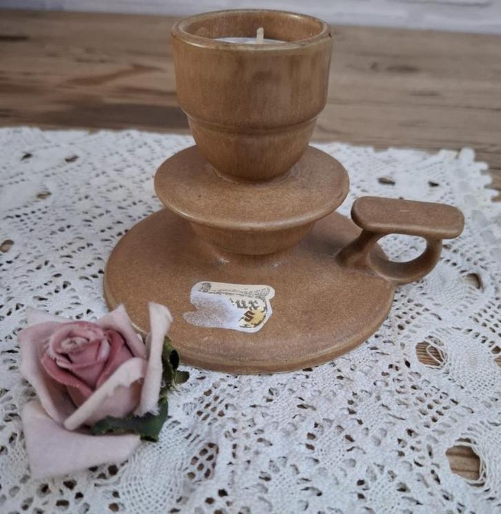 Vintage Franse Vieux gres kandelaar, Antiek en Kunst, Curiosa en Brocante, Ophalen of Verzenden