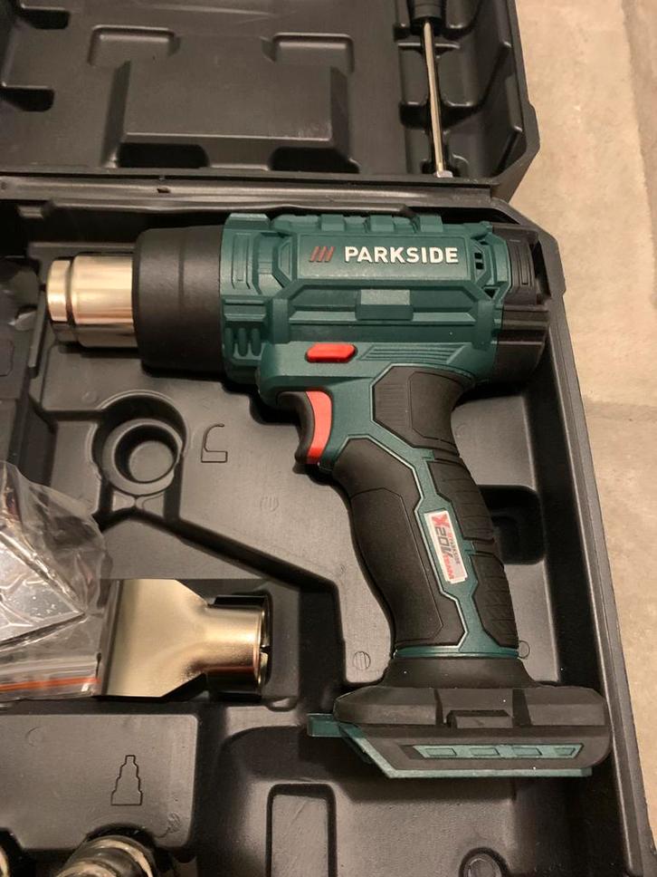 GERESERVEERD Heat gun Parkside, accesoires gloednieuw, Bricolage & Construction, Outillage | Foreuses, Comme neuf, Enlèvement