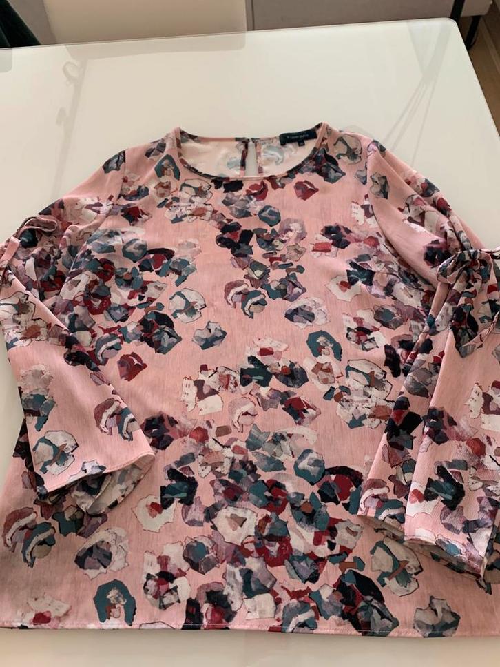 Bloese roze met print van terre bleue in maat 40, Kleding | Dames, Blouses en Tunieken, Zo goed als nieuw, Maat 38/40 (M), Roze