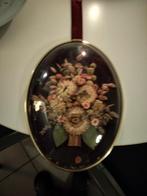 Zeer oude bolle kader droogbloemen met fluwelen lint, Huis en Inrichting, Ophalen of Verzenden, Zo goed als nieuw